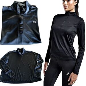 ASOS 4505 Sport Athletic Top Long Sleeve 1/4 Zip Pullover Black Size 16
